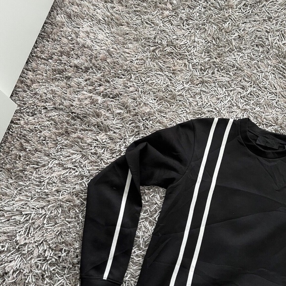 Helmut Lang Stripe Crew Sweat Sweater Black & White Sz Small - Picture 6 of 8